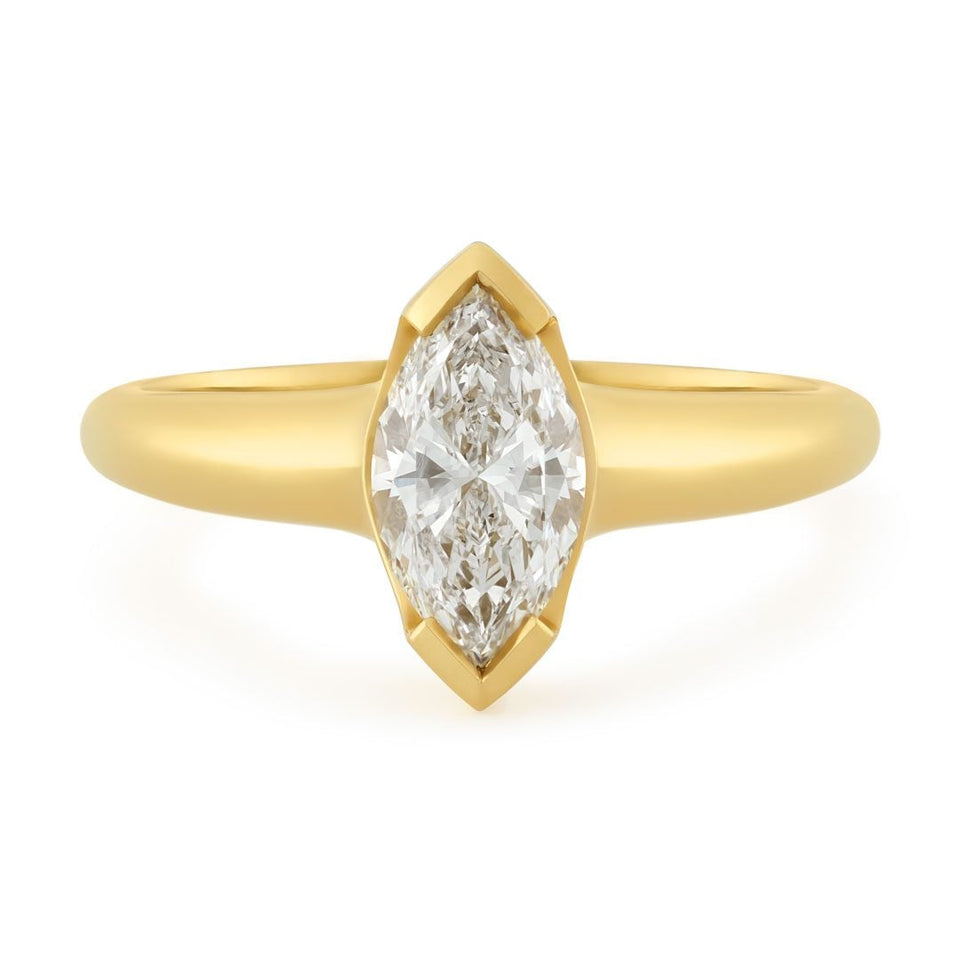 Alina 18ct Yellow Gold Marquise Cut Diamond Solitaire Ring at David M Robinson