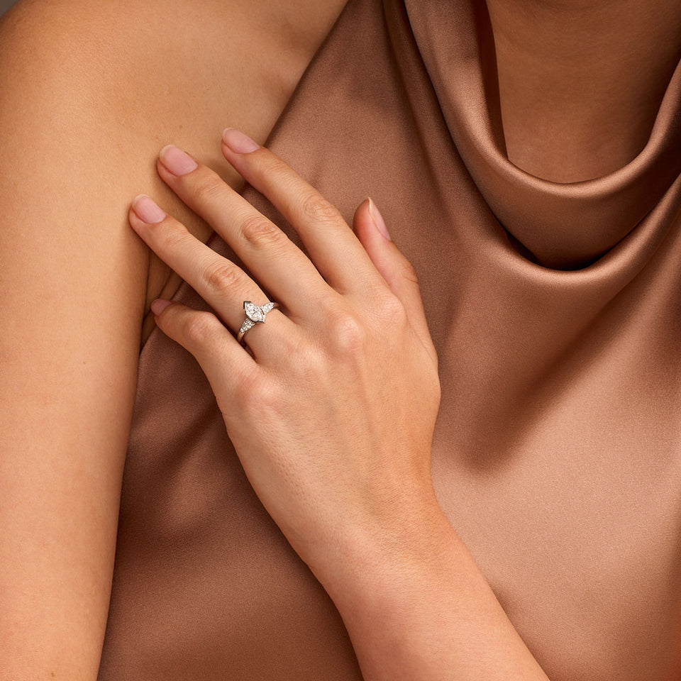 Alina Platinum Marquise Cut Diamond Solitaire Ring at David M Robinson