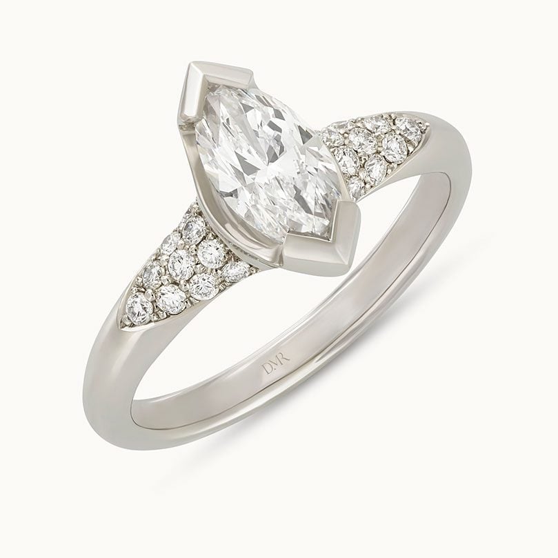 Alina Platinum Marquise Cut Diamond Solitaire Ring at David M Robinson
