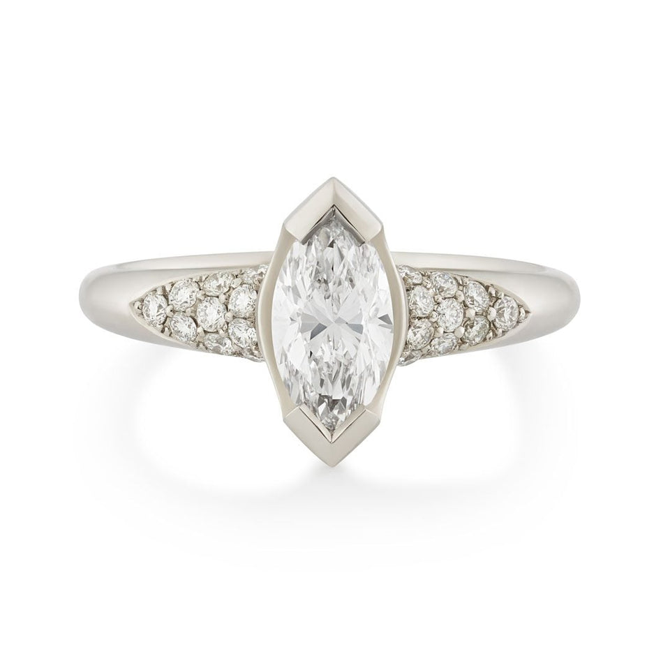 Alina Platinum Marquise Cut Diamond Solitaire Ring at David M Robinson