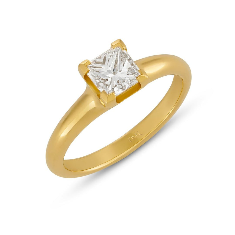 Alina 18ct Yellow Gold Princess Cut Diamond Solitaire Ring at David M Robinson