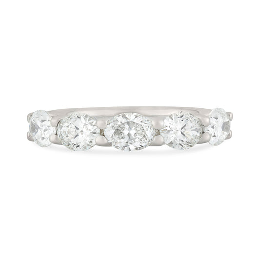 Signature Platinum Oval Cut Diamond Five Stone Eternity Ring at David M Robinson