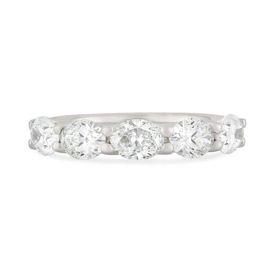 Signature Platinum Oval Cut Diamond Five Stone Eternity Ring at David M Robinson