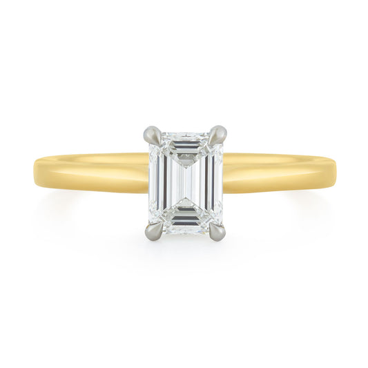 Signature 18ct Yellow Gold & Platinum Emerald Cut Diamond Ring at David M Robinson