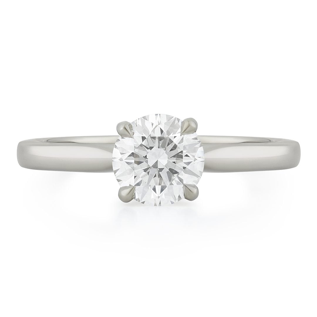 Signature Platinum Round Brilliant Cut Diamond Solitaire Ring at David M Robinson