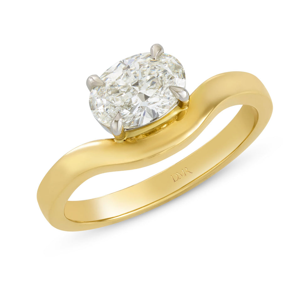 Signature Yellow Gold Oval Cut Diamond Solitaire Ring