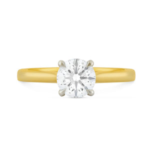 Signature Yellow Gold Round Brilliant Cut Diamond Solitaire Ring