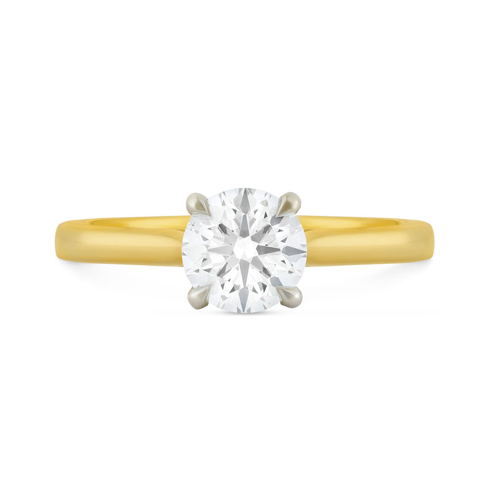 Signature 18ct Yellow Gold Round Brilliant Cut Diamond Solitaire Ring at David M Robinson