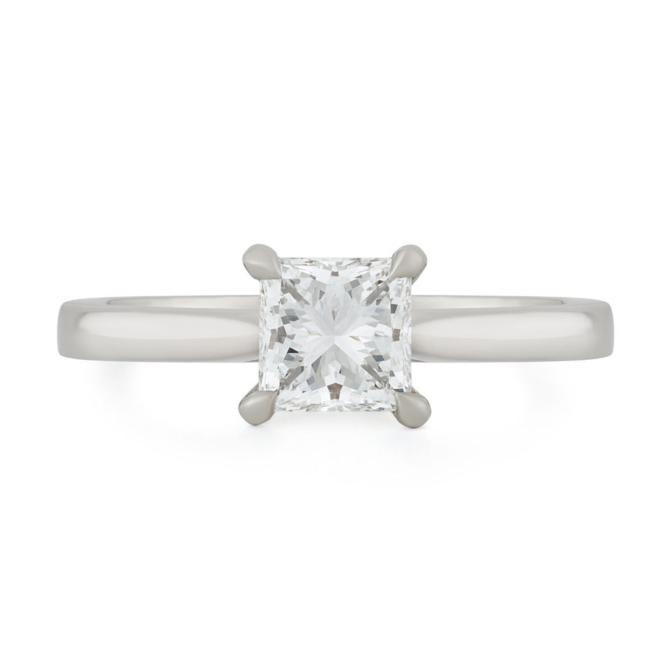 Signature Platinum Princess Diamond Solitaire Ring at DMR