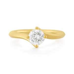 Signature Yellow Gold Round Brilliant Cut Diamond Solitaire Twist Ring