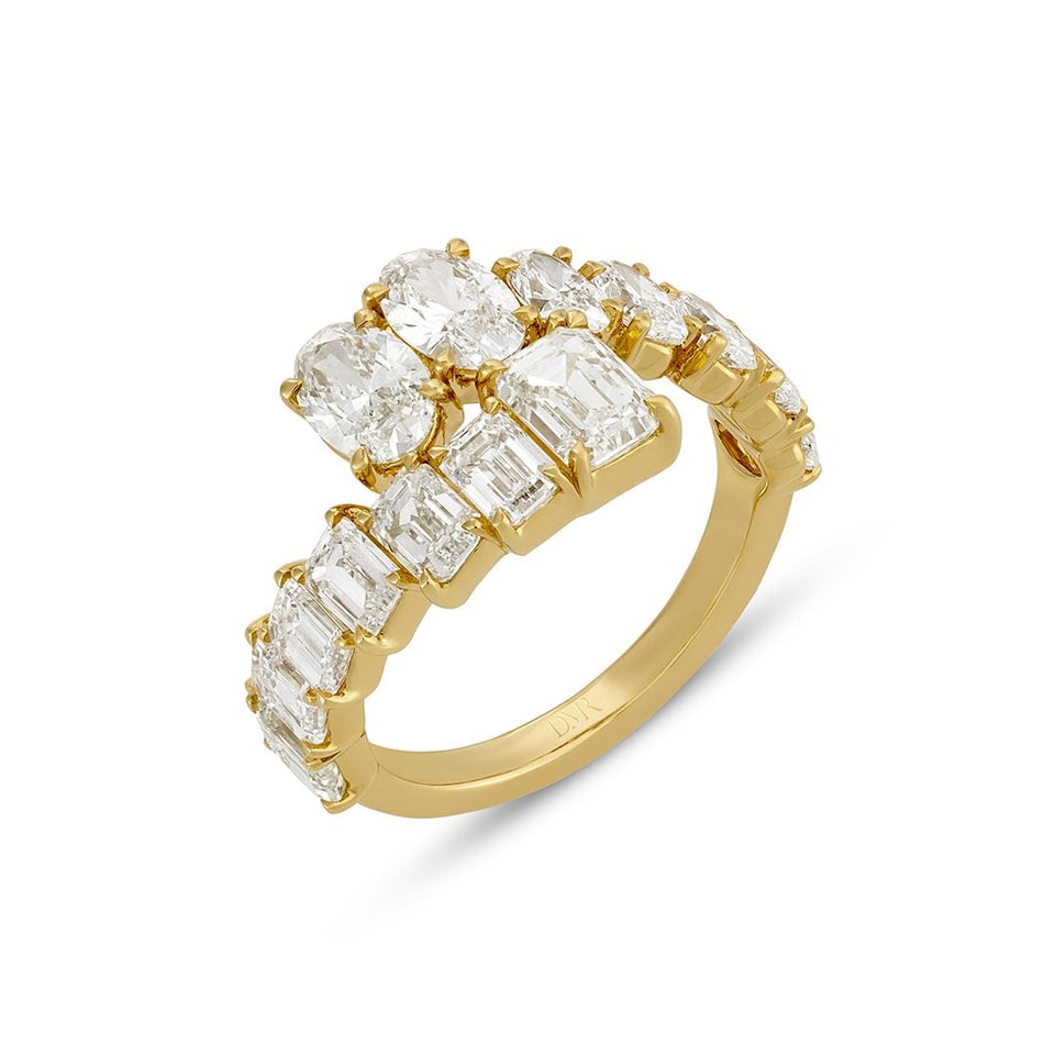 18ct Yellow Gold Oval & Baguette Cut Diamond Dress Ring at David M Robinson