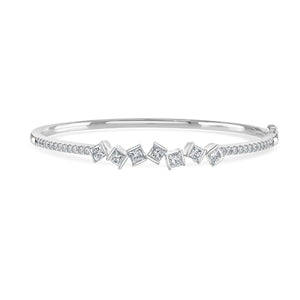 Hopscotch White Gold Diamond Bangle