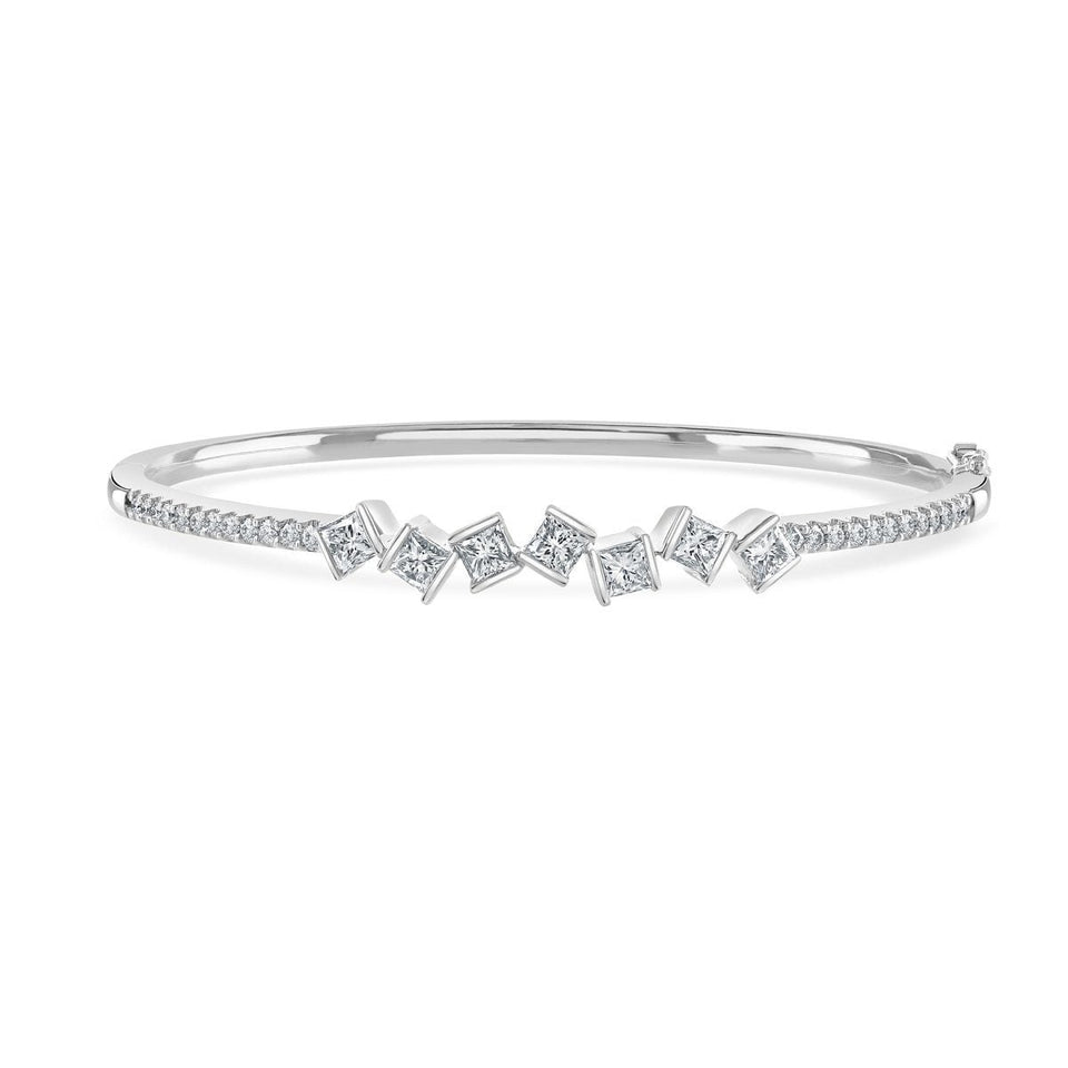 Hopscotch 18ct White Gold Diamond Bangle at David M Robinson