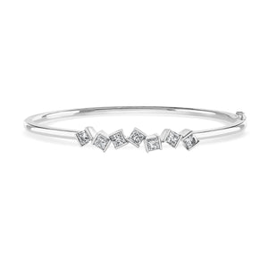 Hopscotch White Gold Diamond Bangle