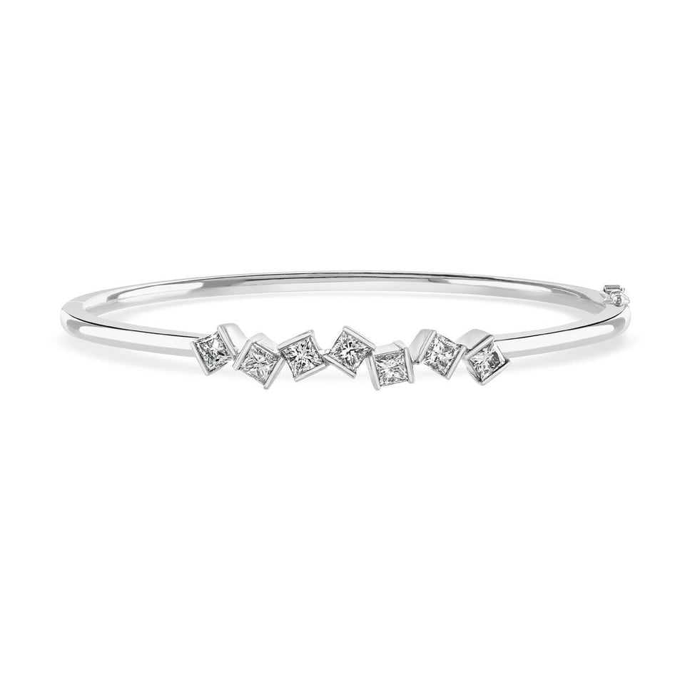 Hopscotch 18ct White Gold Diamond Bangle at David M Robinson