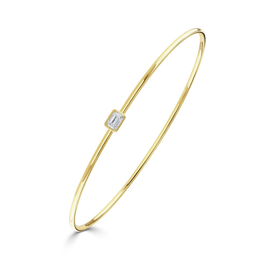 Diamond Classics Yellow Gold Emerald Cut Diamond Bangle