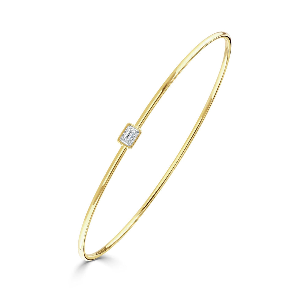 Diamond Classics Yellow Gold Emerald Cut Diamond Bangle