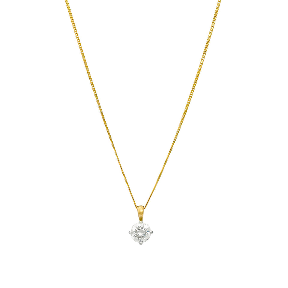 Diamond Classics 18ct Yellow Gold Round Brilliant Cut Diamond Pendant at David M Robinson