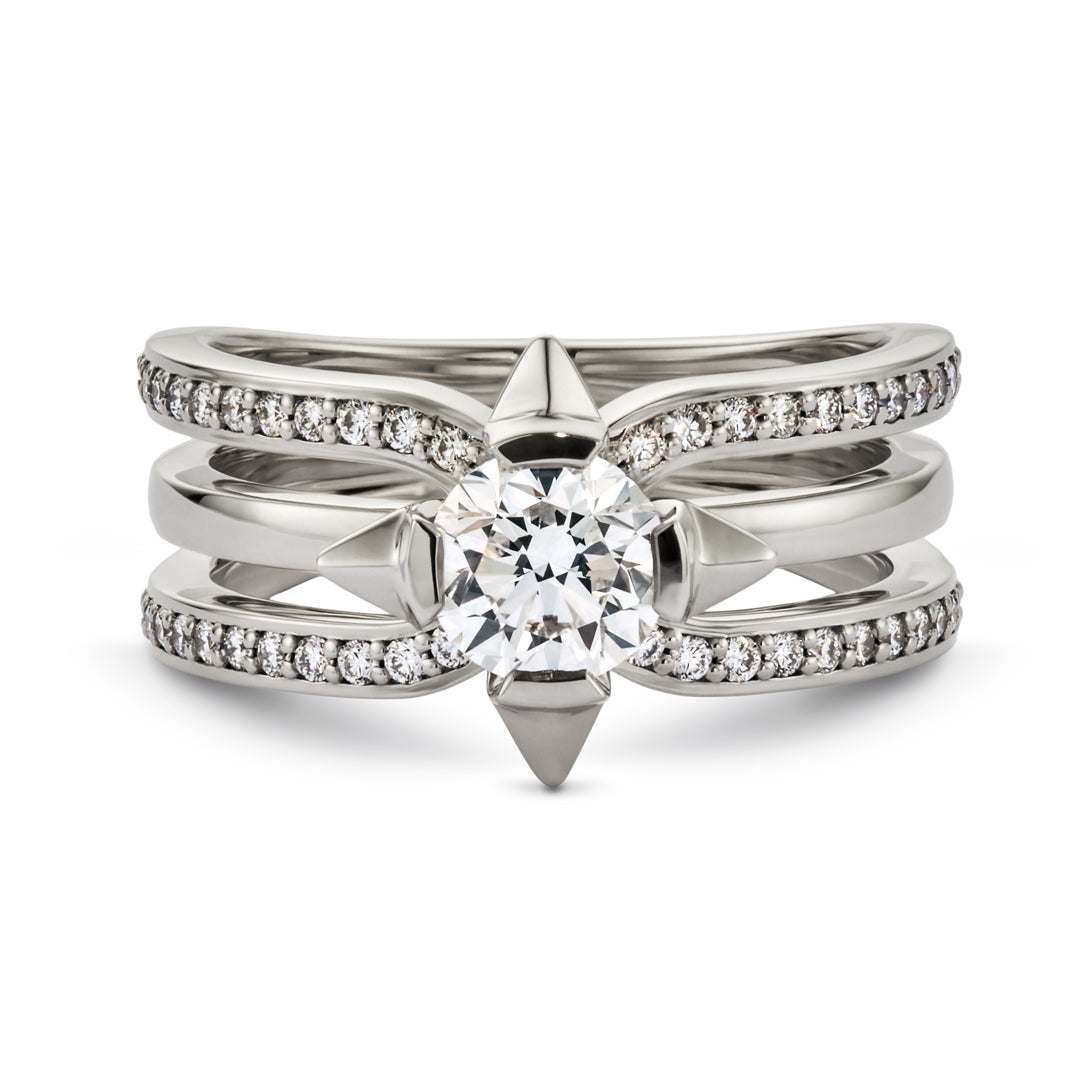 David M Robinson True North 18ct White Gold Triple Row Diamond Ring