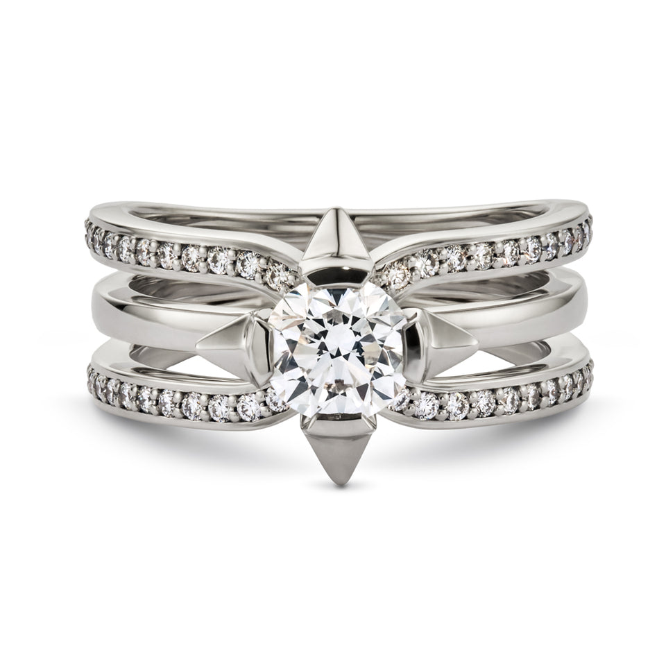 David M Robinson True North 18ct White Gold Triple Row Diamond Ring