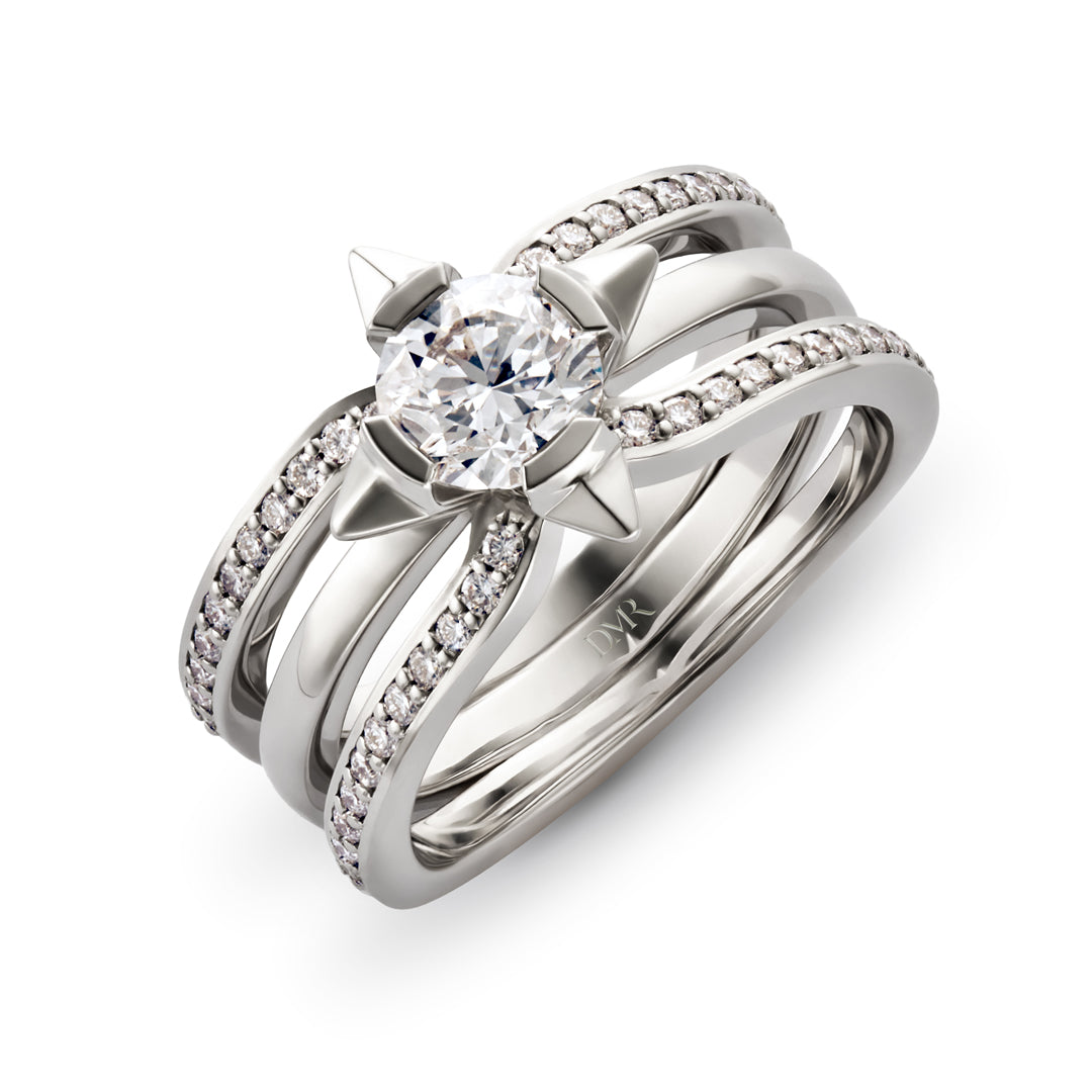 David M Robinson True North 18ct White Gold Triple Row Diamond Ring