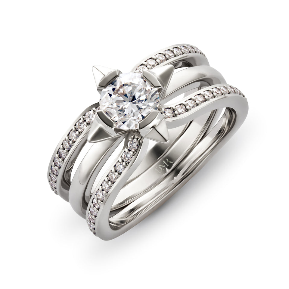 David M Robinson True North 18ct White Gold Triple Row Diamond Ring