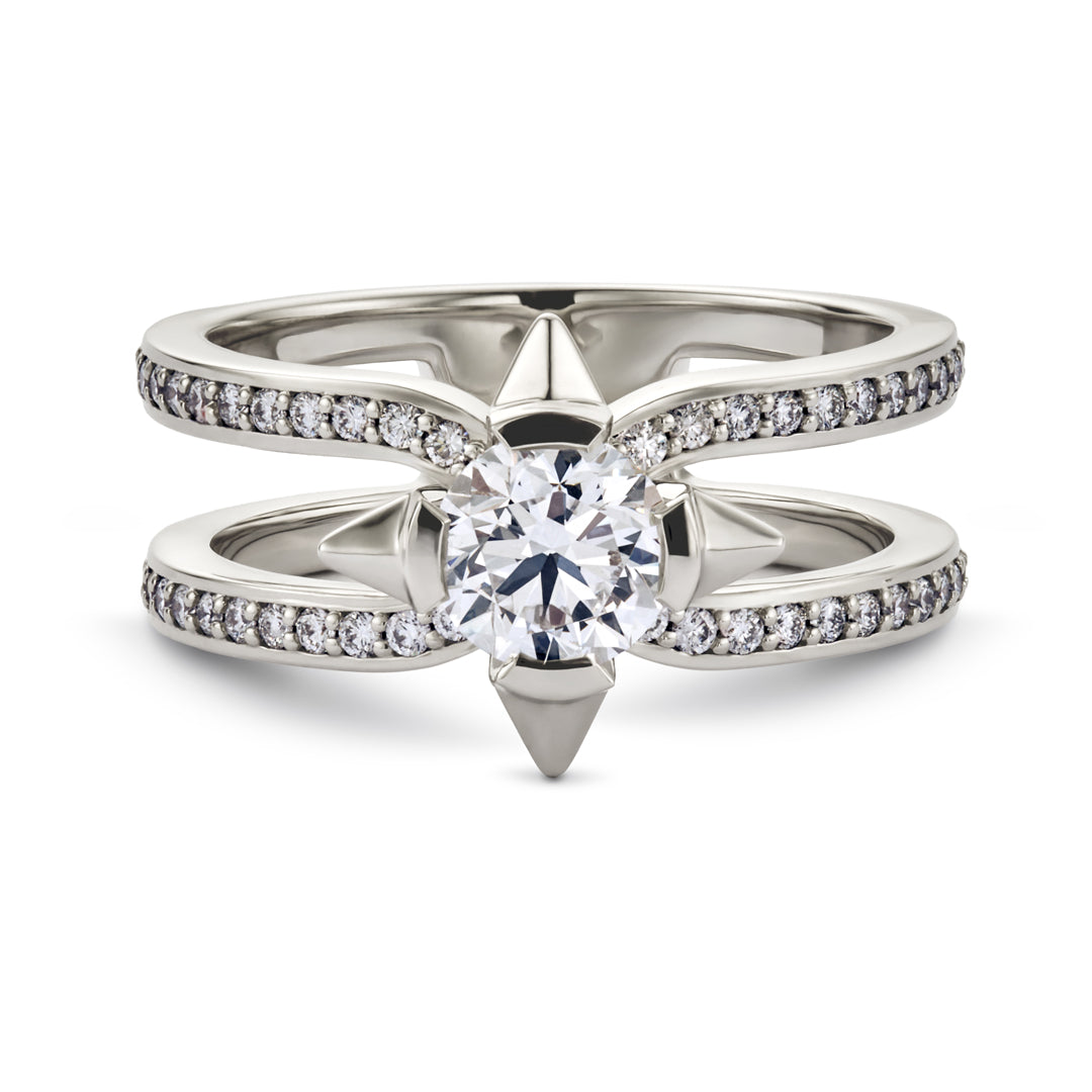 David M Robinson True North 18ct White Gold Diamond Shoulder Ring