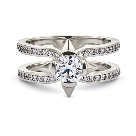 David M Robinson True North 18ct White Gold Diamond Shoulder Ring