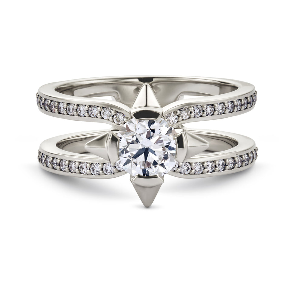 David M Robinson True North 18ct White Gold Diamond Shoulder Ring