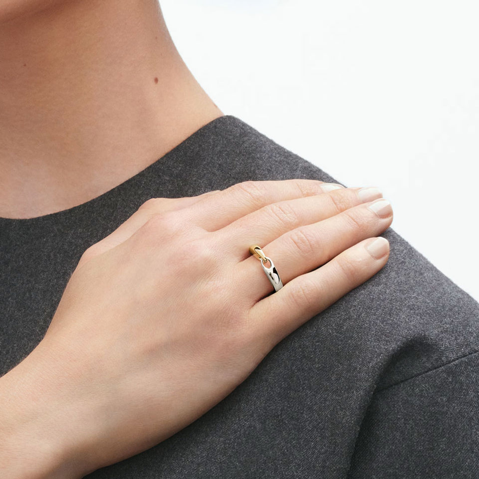 Georg Jensen Reflect Silver and 18ct Yellow Gold Ring at David M Robinson