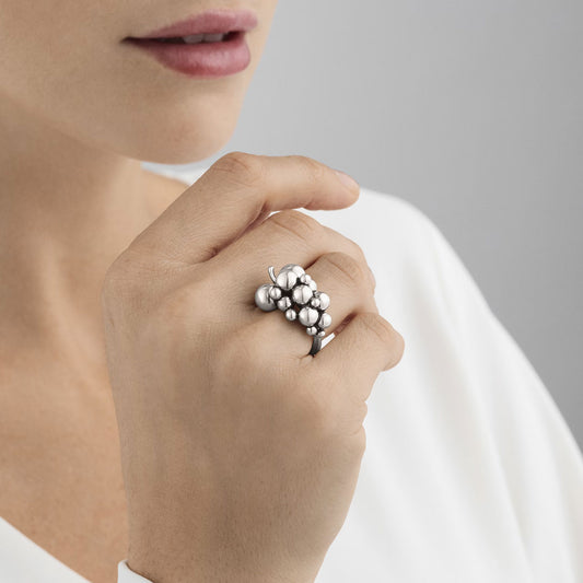 Georg Jensen Moonlight Grapes Small Sterling Silver Ring at David M Robinson