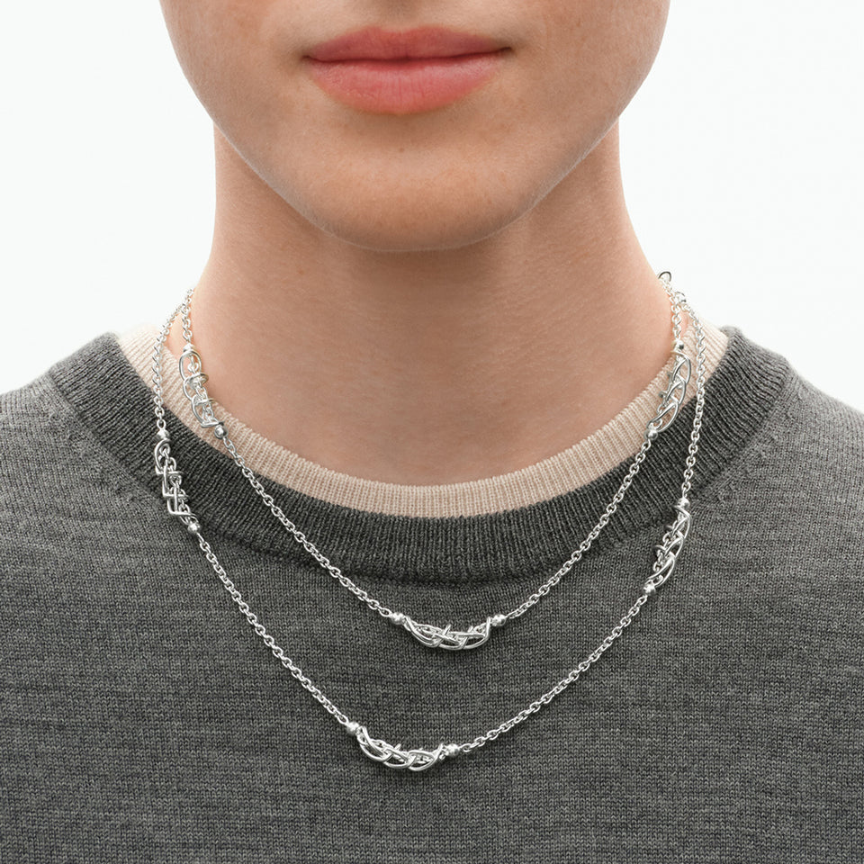 Georg Jensen Weft Single Link Sterling Silver Sautoir at David M Robinson