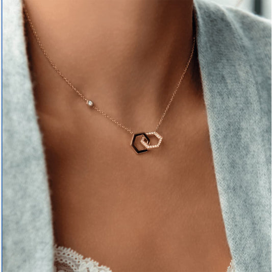Honeycomb Rose Gold Diamond Pendant