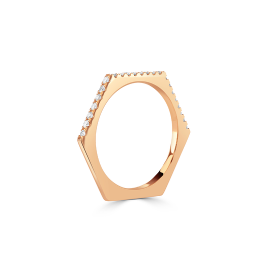Honeycomb Rose Gold Diamond Stacking Ring