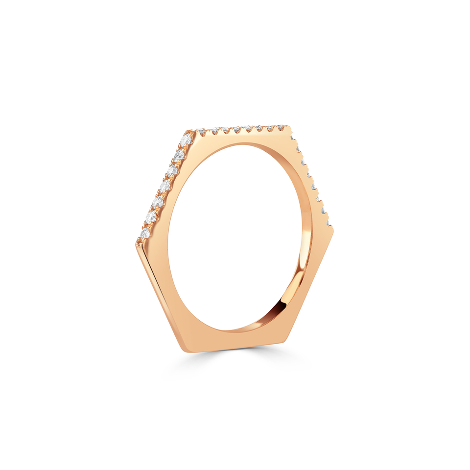 Honeycomb Rose Gold Diamond Stacking Ring