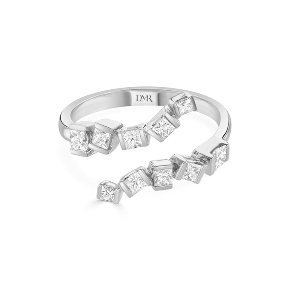 Hopscotch 18ct White Gold Wraparound Diamond Ring at David M Robinson