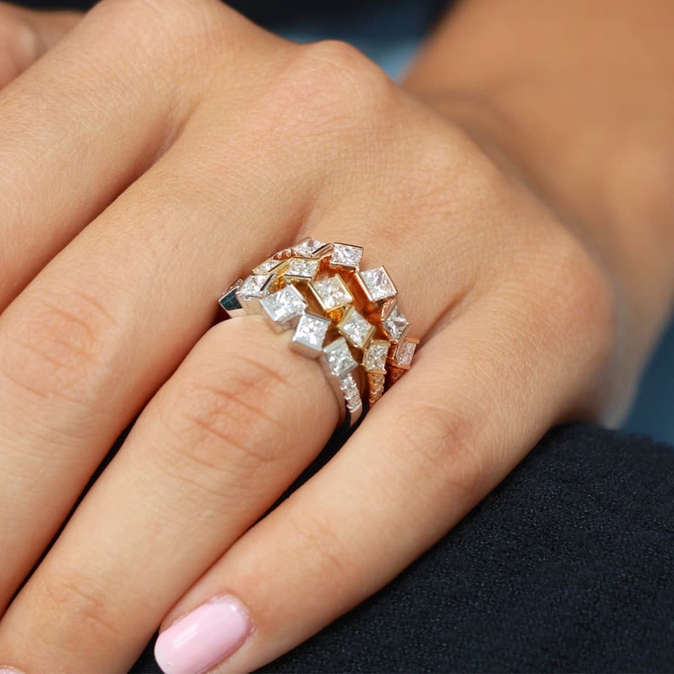 Hopscotch Platinum Diamond Ring