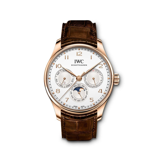 IWC Schaffhausen Portugieser Perpetual Calendar Rose Gold 42mm Watch at David M Robinson
