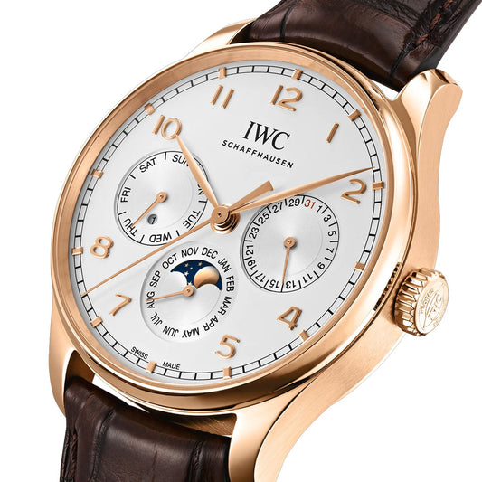 IWC Schaffhausen Portugieser Perpetual Calendar Rose Gold 42mm Watch at David M Robinson