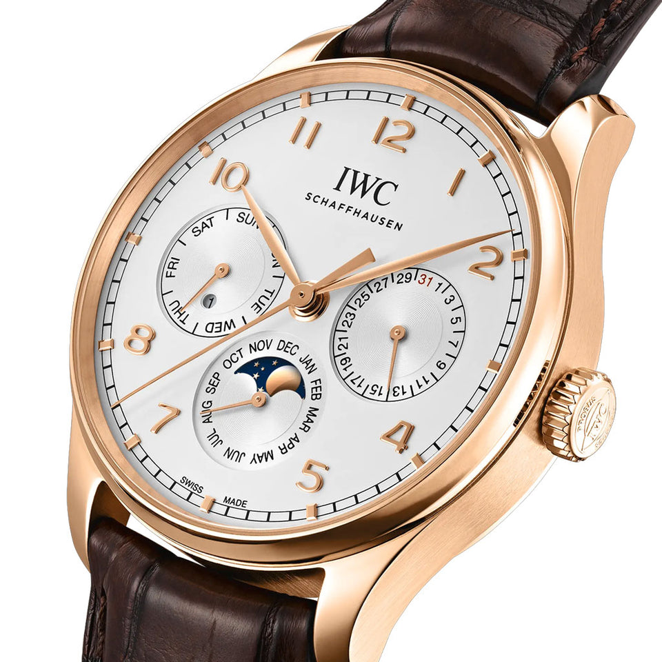 IWC Schaffhausen Portugieser Perpetual Calendar Rose Gold 42mm Watch at David M Robinson