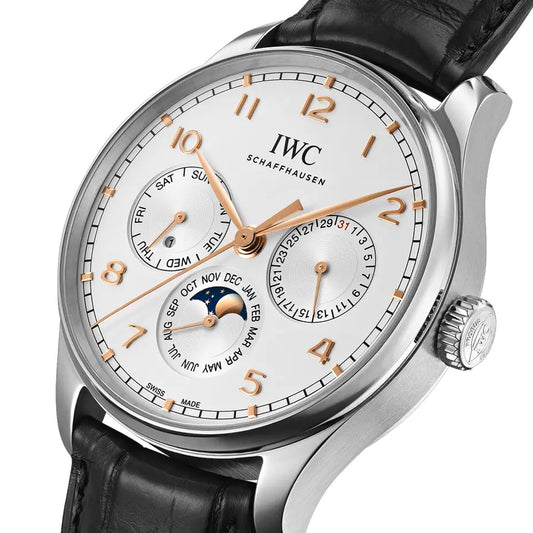 IWC Schaffhausen Portugieser Perpetual Calendar Steel 42mm Watch at David M Robinson