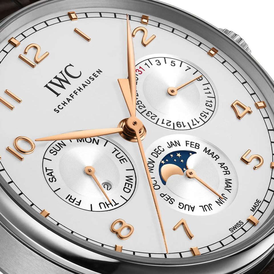 IWC Schaffhausen Portugieser Perpetual Calendar Steel 42mm Watch at David M Robinson
