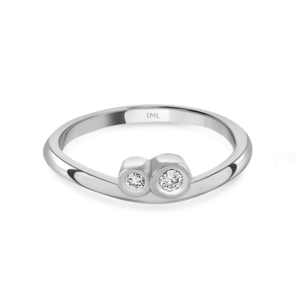DMR Lunar White Gold Diamond Stacking Ring