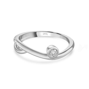 Lunar White Gold Diamond Stacking Ring
