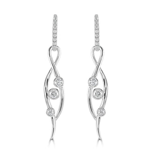 Lunar White Gold Diamond Drop Earrings