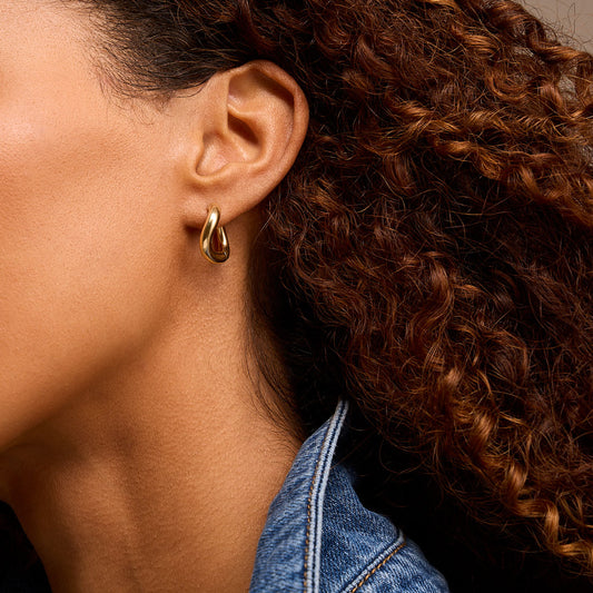 Making Waves 18ct Yellow Gold Hoop Earrings at David M Robinson