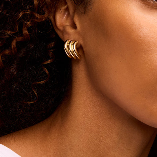 Making Waves Yellow Gold Hoop Earrings at DMR