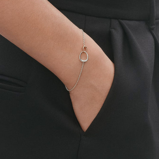 Georg Jensen Offspring Sterling Silver and 18ct Rose Gold Bracelet at David M Robinson