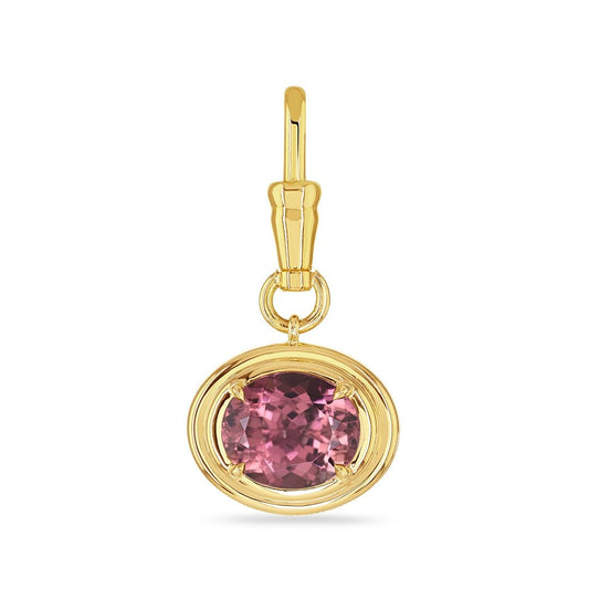 Pink Tourmaline & Diamond Reversible Pendant Charm at David M Robinson