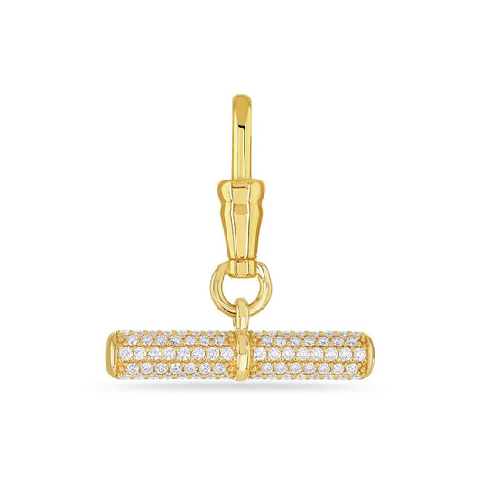 18ct Yellow Gold T-Bar Diamond Pendant Charm at David M Robinson